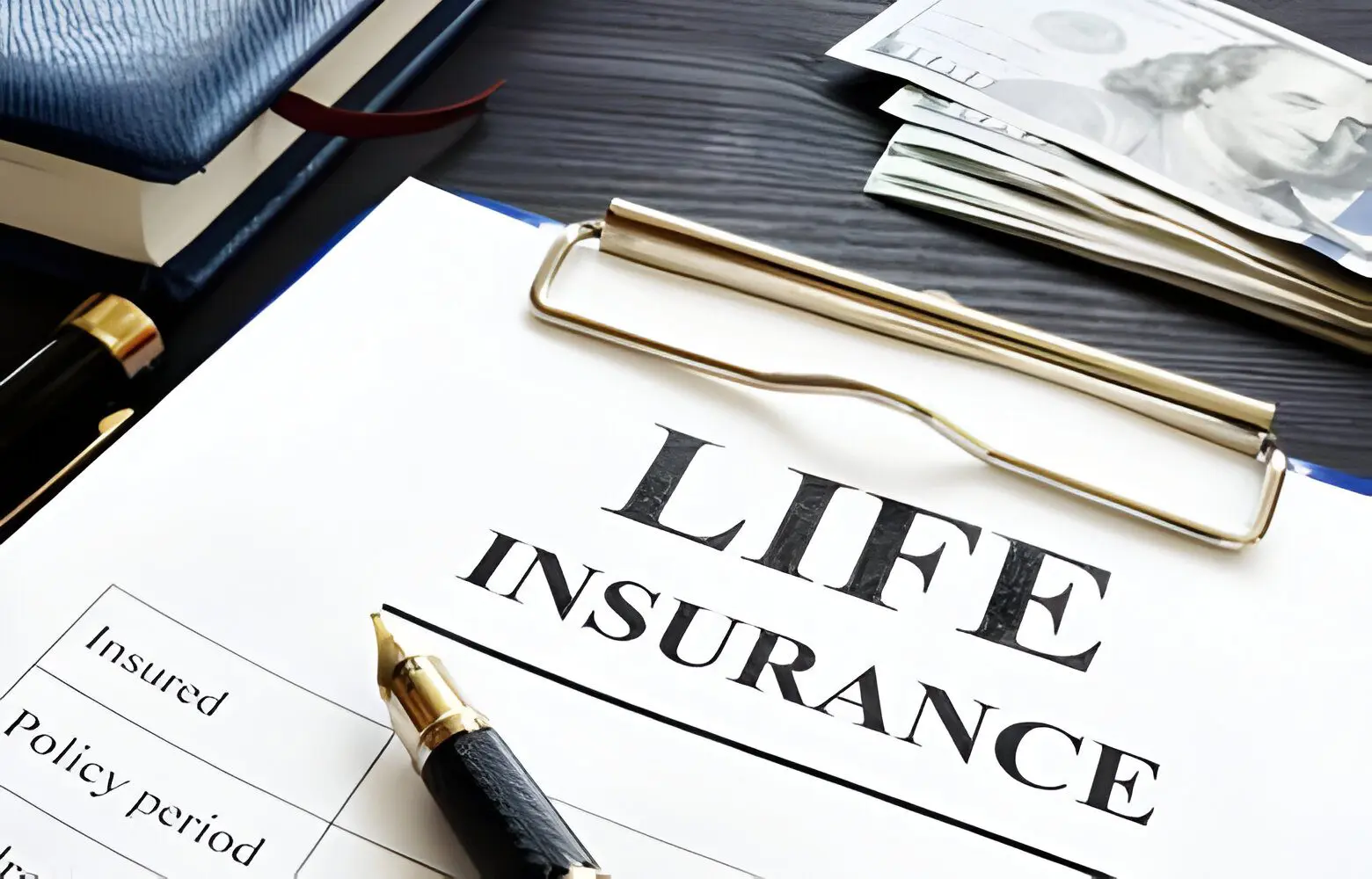 A life insurance policy sitting on top of a table.